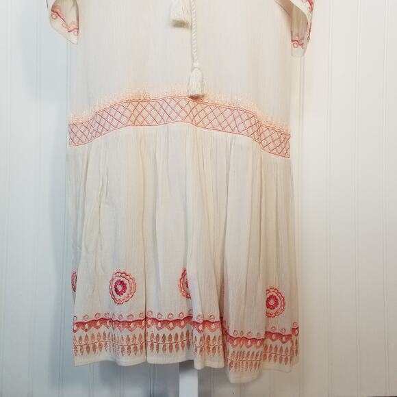 Rahi Cali Boho Embroidered Cold Shoulder Tassel Mini Dress XS - Picture 5 of 7